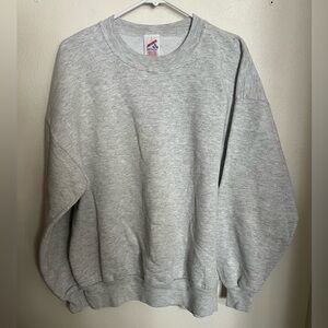 JERZEES Classic Vintage Cotton Blend Crewneck Casual Fleece Crewneck Grey Sz XL
